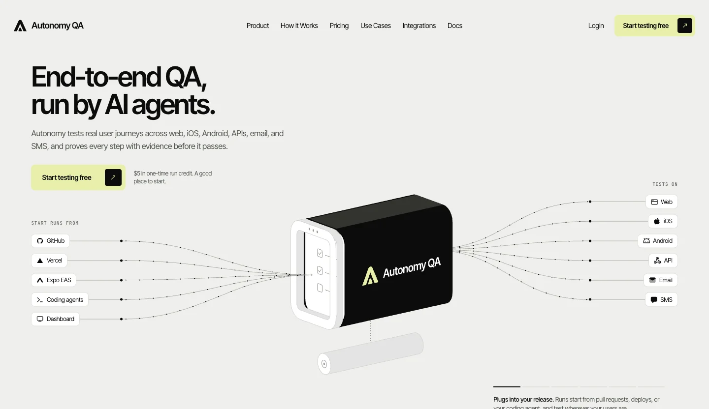 Autonomy QA home page