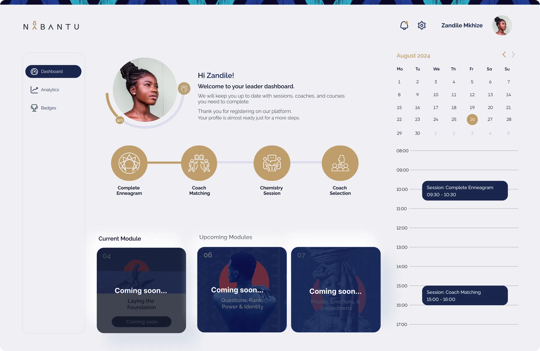 Nabantu learner dashboard